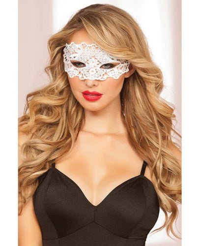 Accessories Lace Eye Mask w/Satin Ribbon Ties White O/S