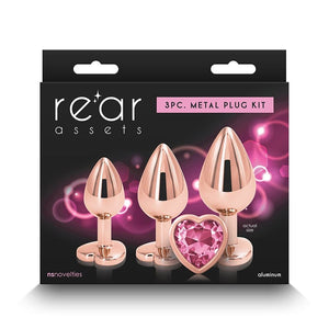 Anal - Kits Rear Assets 3pc Plug Kit RG/Pink Heart