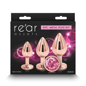 Anal - Kits Rear Assets 3pc Plug Kit Rose Gold/Pink