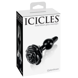 Anal - Plugs and Probes non vibrating Icicles #77 Glass Plug Rose Base Black