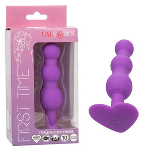 Anal Plugs First Time Triple Beaded Probe - Purple