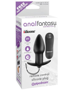 Anal Vibrators Anal Fantasy Collection Remote Control Silicone Plug - Black