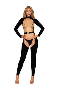 Body Stockings Bodystocking and Belt Dmnd - One Size - Black