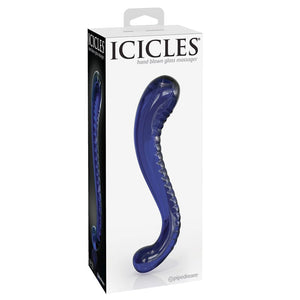 Dongs - Glass or Ceramic Curved Dual-Ended Glass Wand Blue: Elegance Meets Versatile Pleasure