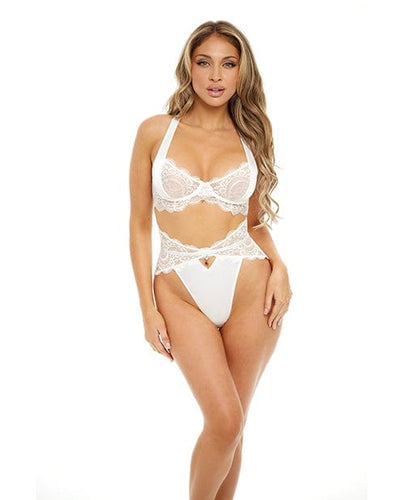 Sets Sadie Underwire Lace Bra & High Waist Panty Bright White LG