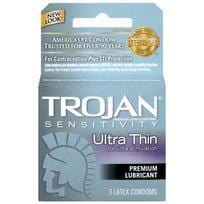 Sexual Wellness T92620 Trojan Condoms Sensitive Ultra Thin Lubricated 3 Pack