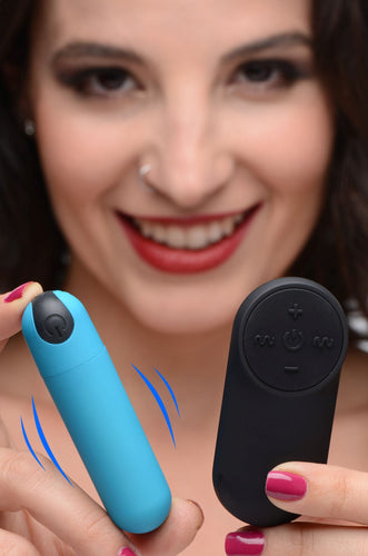 Bang! Bang! Vibrating Bullet with Remote Control - Blue